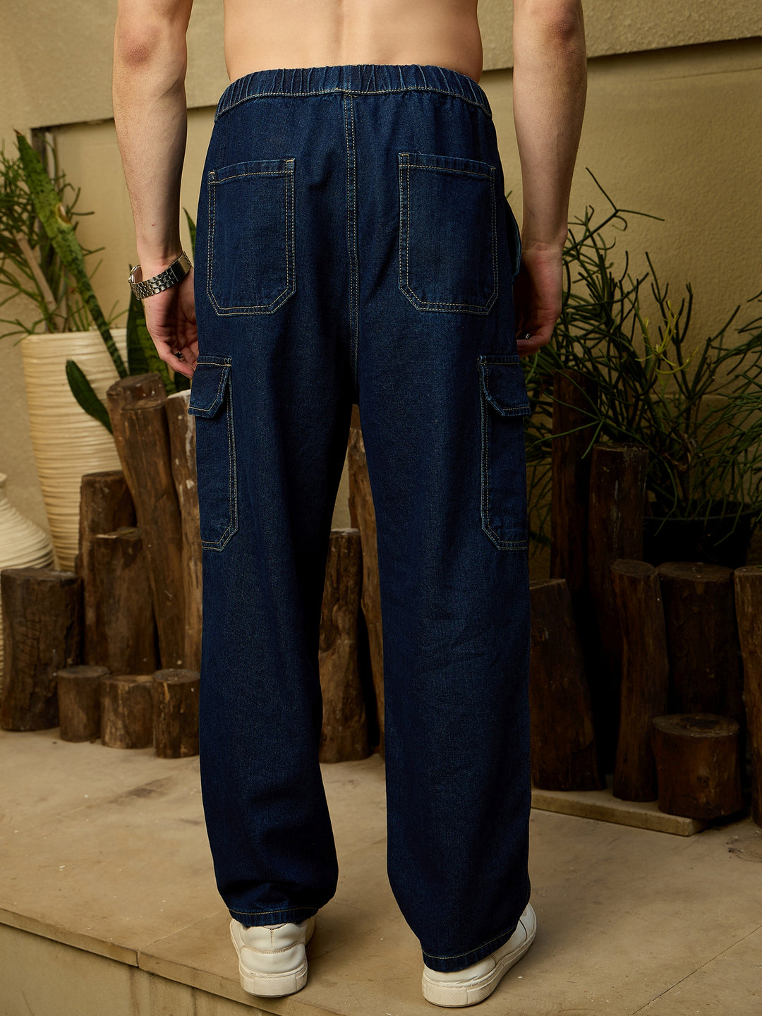 Dark Blue: Korean Baggy Fit Cargo Jeans