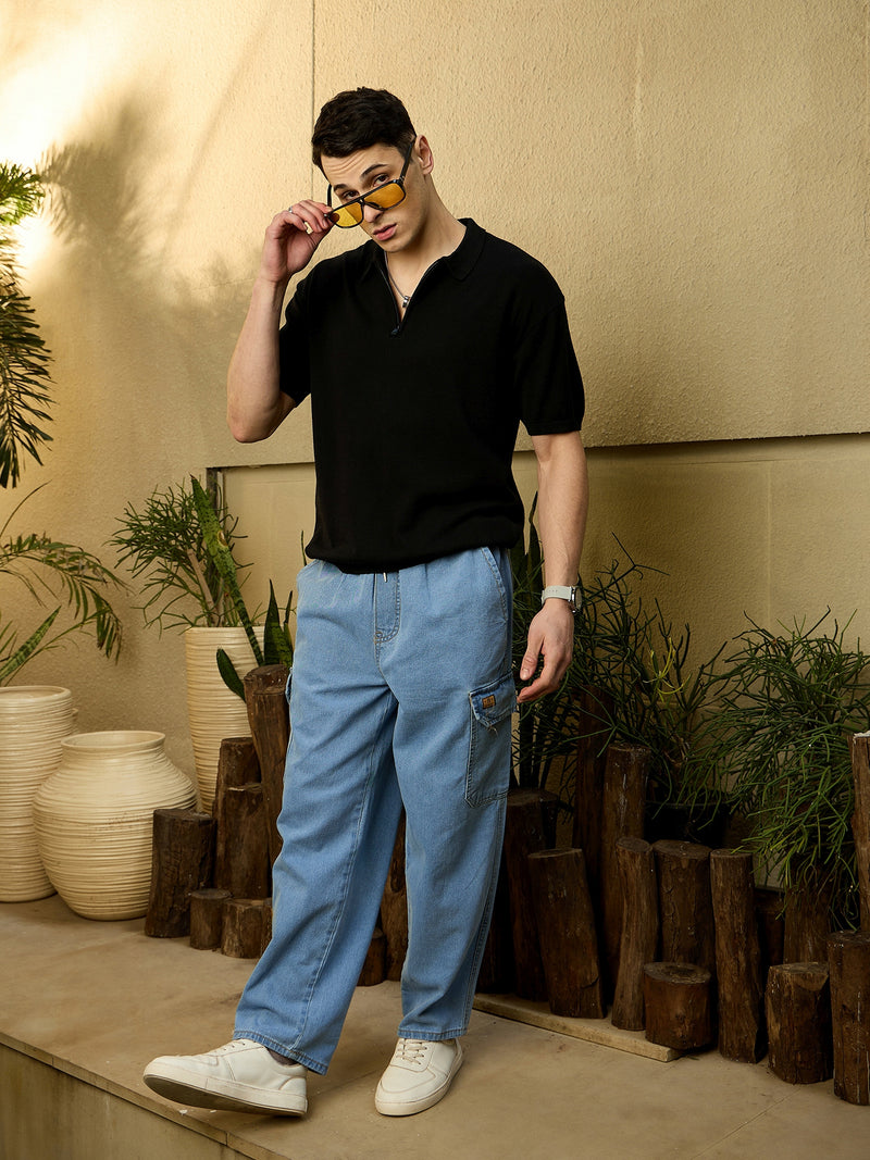 Light Blue: Korean Baggy Cargo Jeans