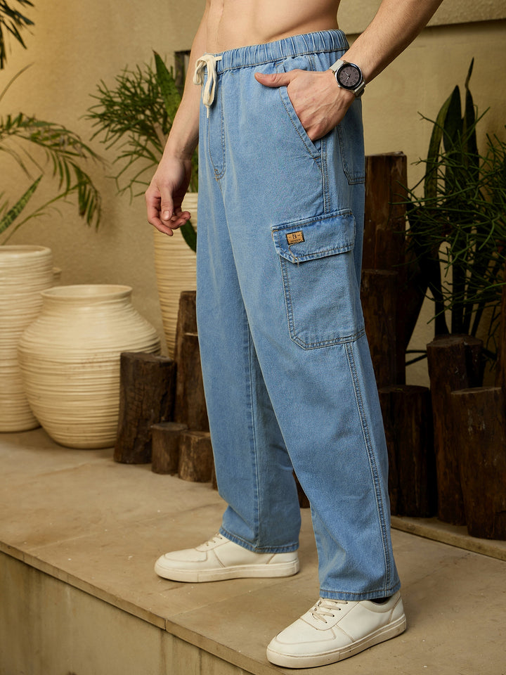 Light Blue: Korean Baggy Fit Cargo Jeans