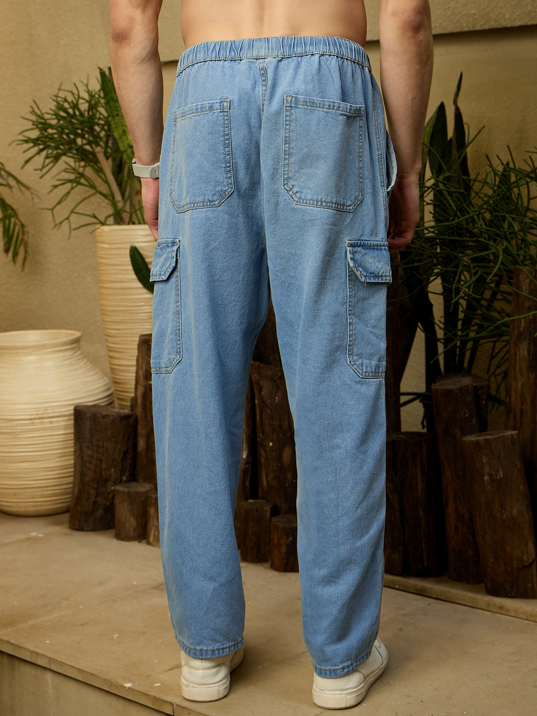 Light Blue: Korean Baggy Fit Cargo Jeans