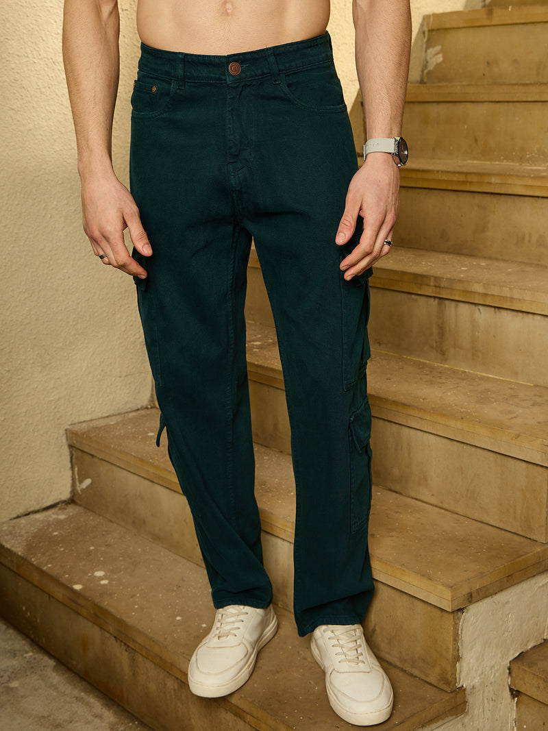 Dark Green: Korean Baggy Cargo Jeans