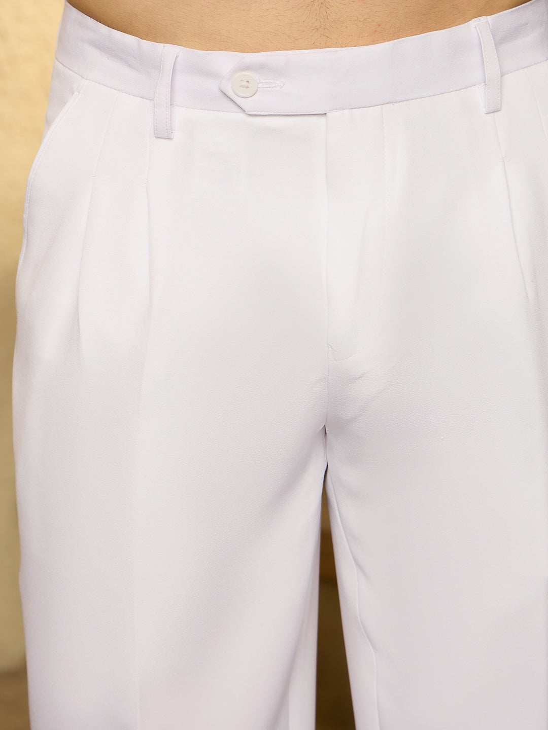 White: Korean Baggy Fit Double Pleated Trouser