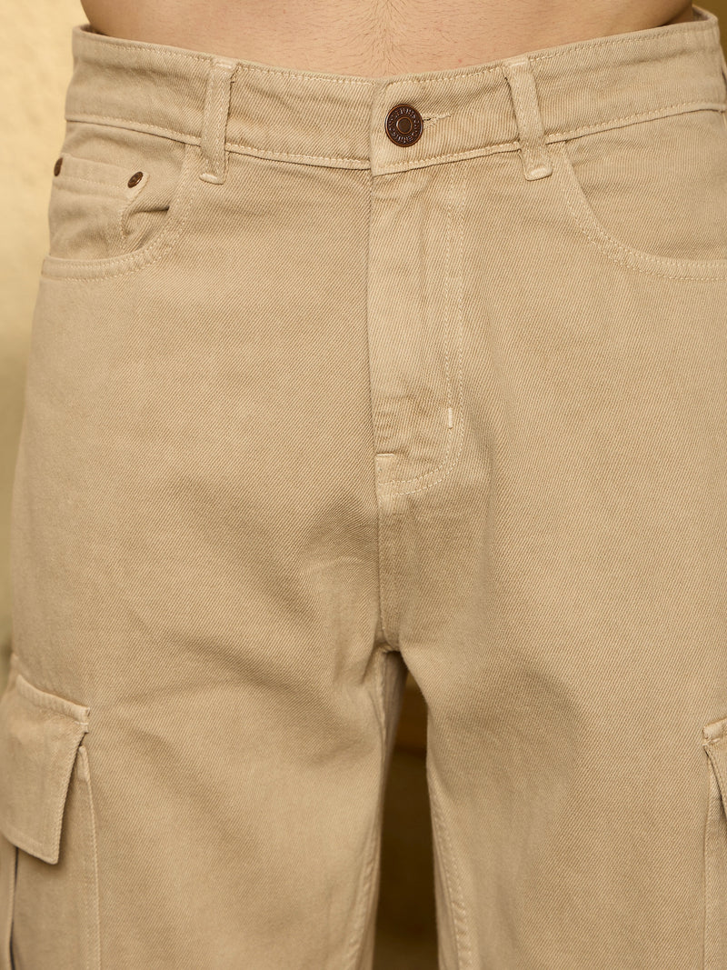 Cream: Korean Baggy Cargo Jeans
