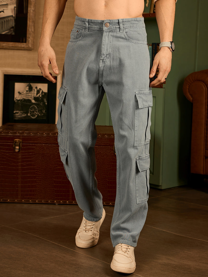 Grey: Korean Baggy Cargo Jeans