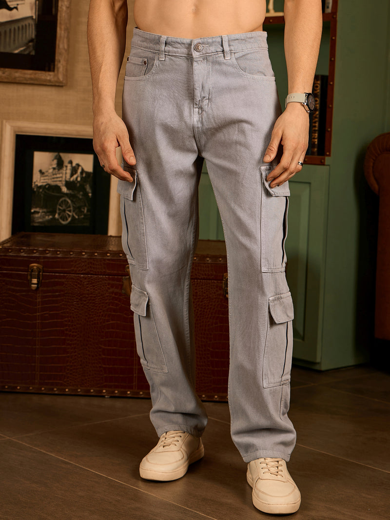 Light Grey: Korean Baggy Cargo Jeans