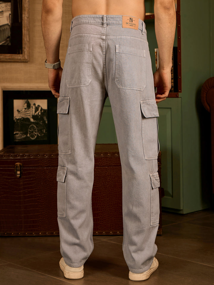 Light Grey: Korean Baggy Fit Cargo Jeans