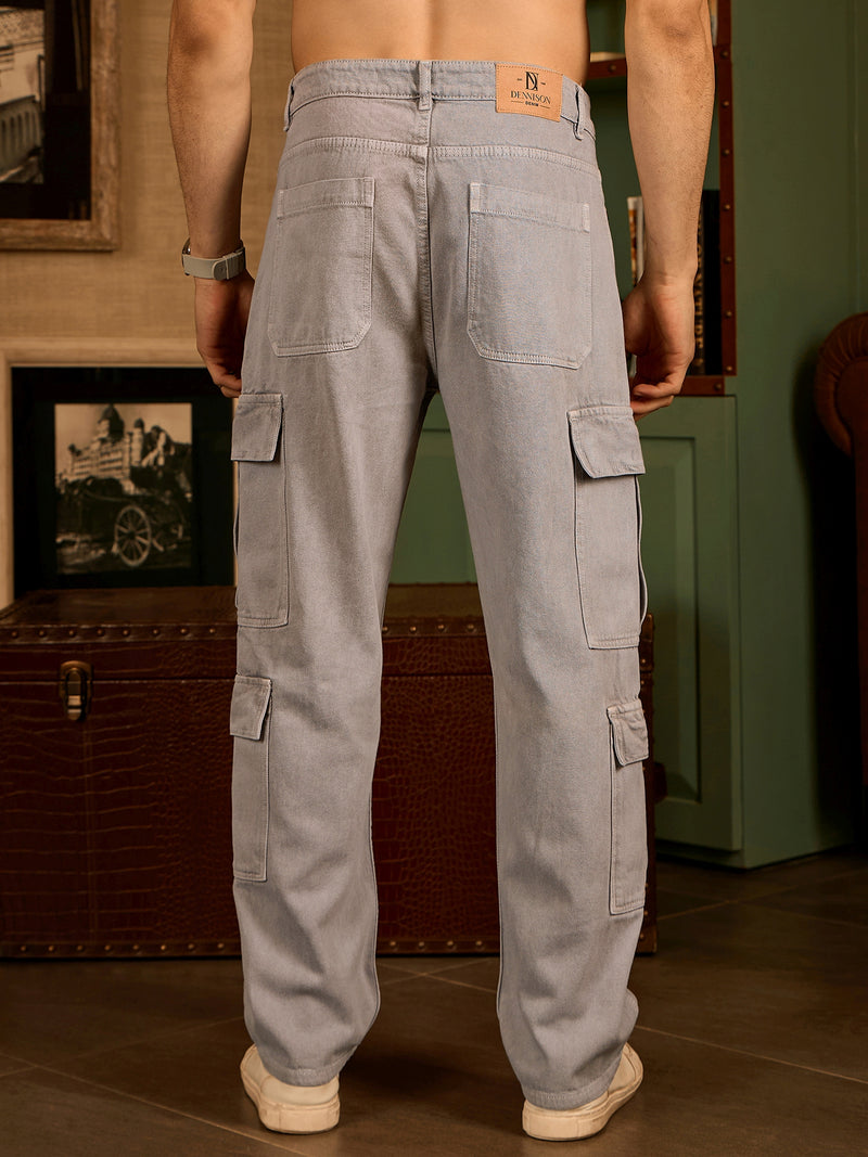 Light Grey: Korean Baggy Cargo Jeans