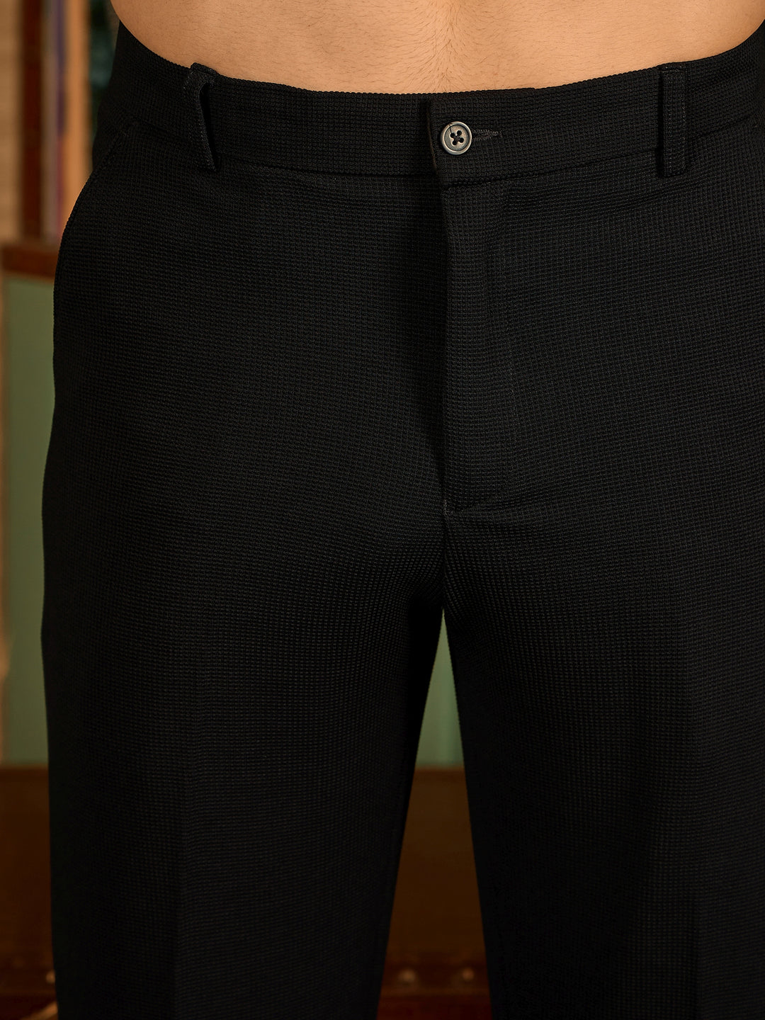 Dark Blue: Korean Baggy Fit 4 Way Lycra Trouser