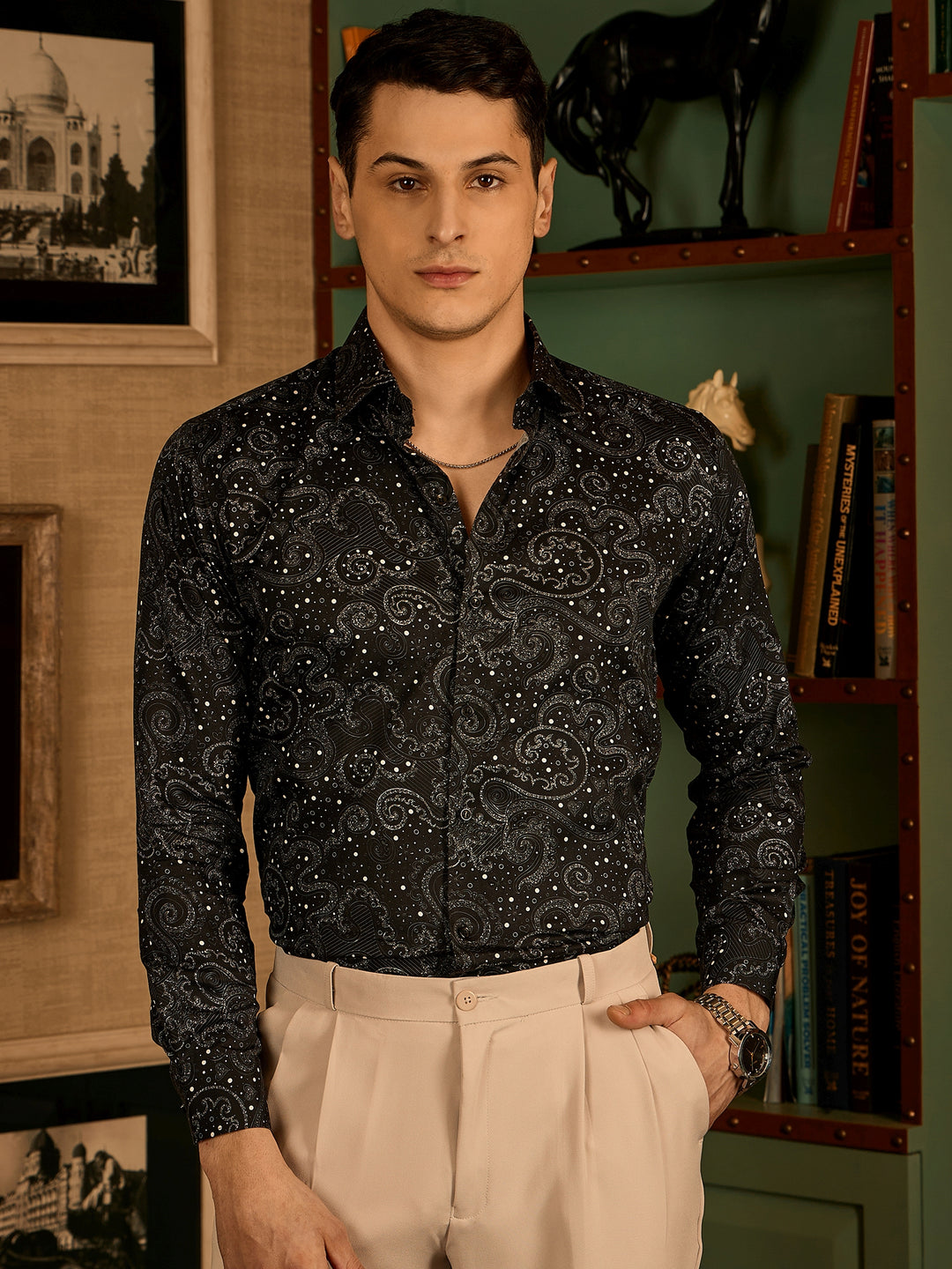Black & White: Paisley Printed Casual Shirt