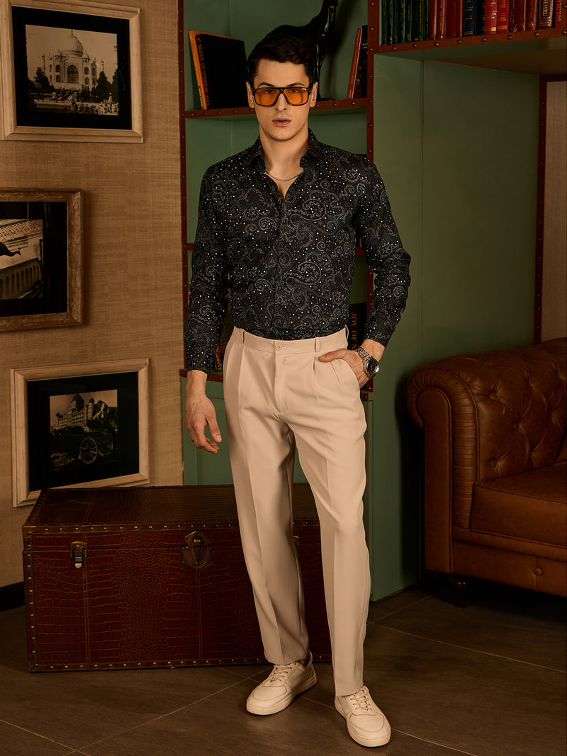 Black & White: Paisley Printed Casual Shirt