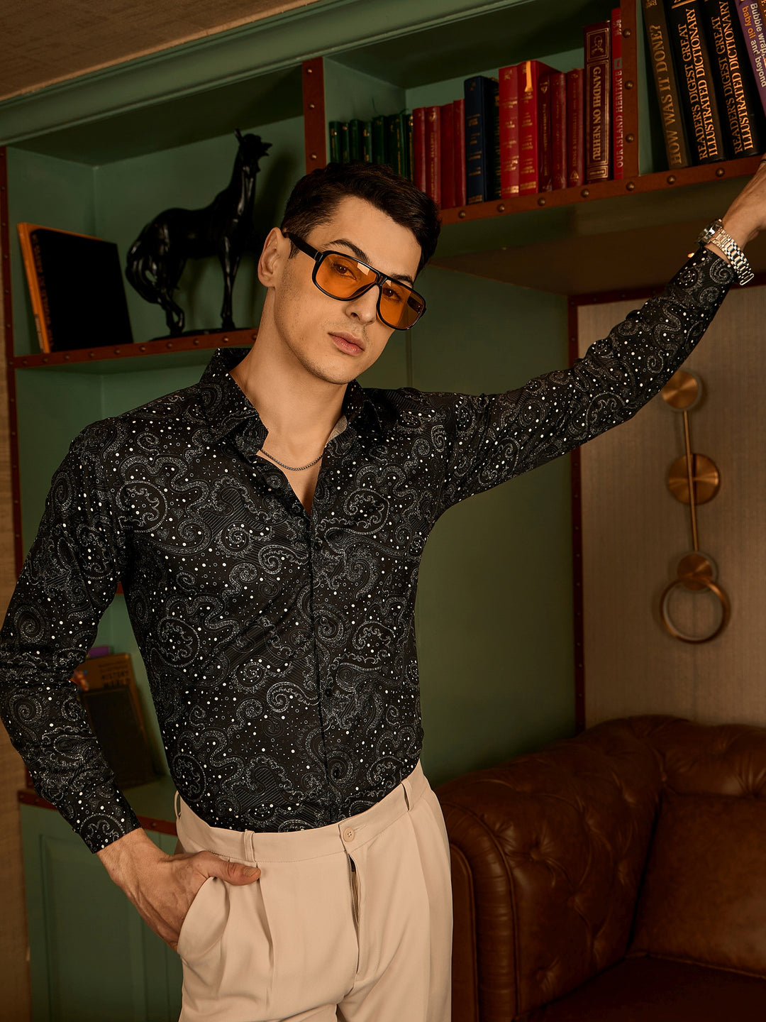 Black & White: Paisley Printed Casual Shirt