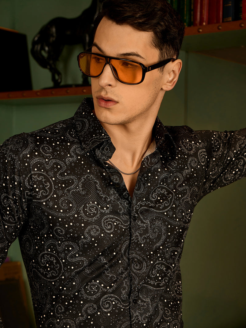 Black & White: Paisley Printed Casual Shirt