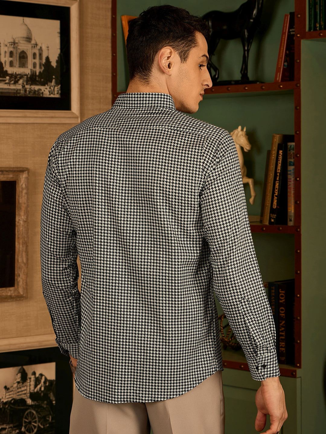 Black & White: Houndstooth Printed Formal Shirt