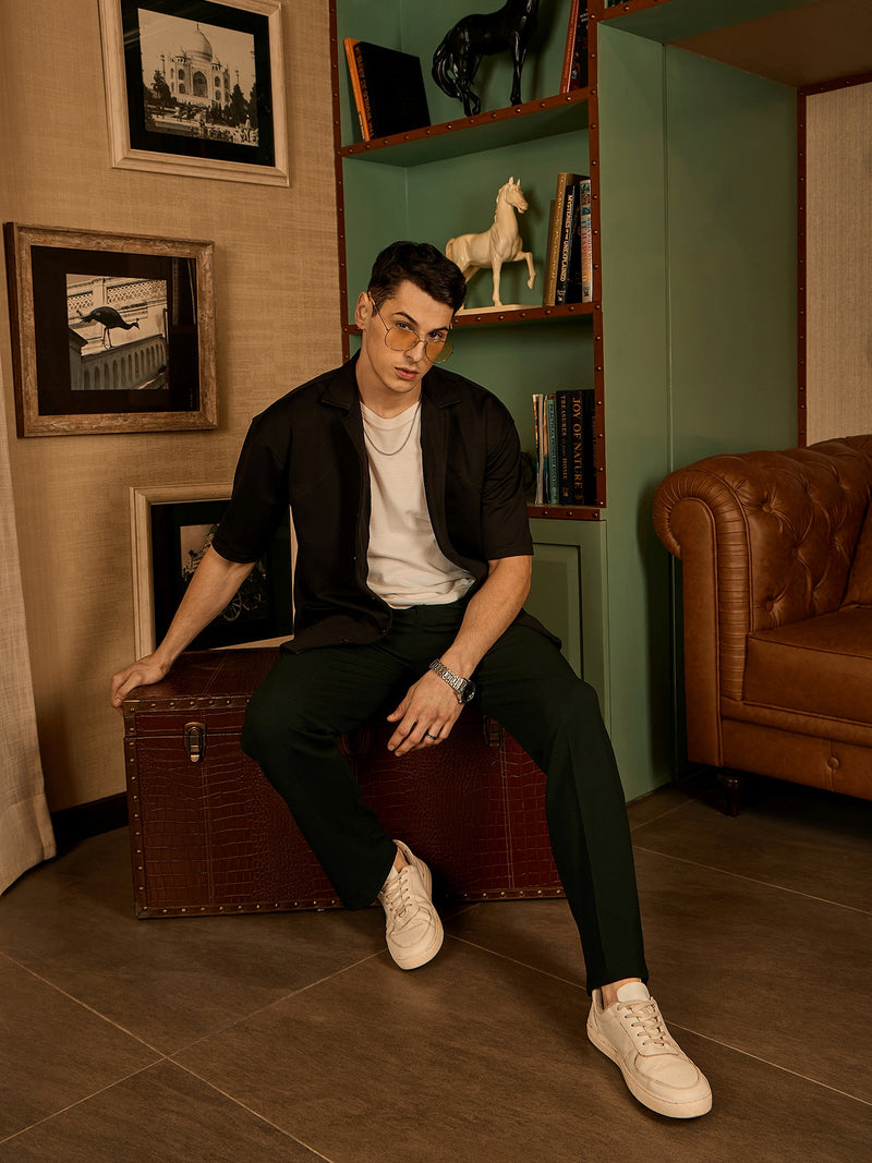 Dark Green: Korean Baggy Fit Stretchable Trouser