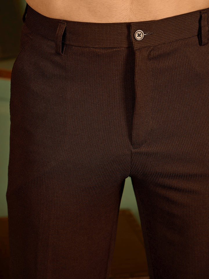 Brown: Korean Baggy Fit 4 Way Lycra Trouser