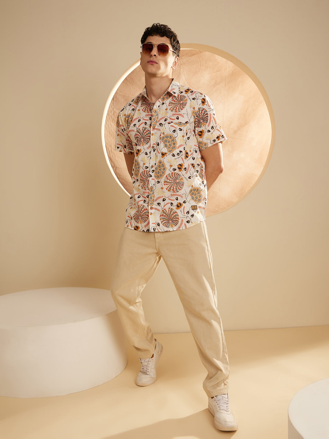 Men's Block Printed Lightweight Thin Cotton Shirt