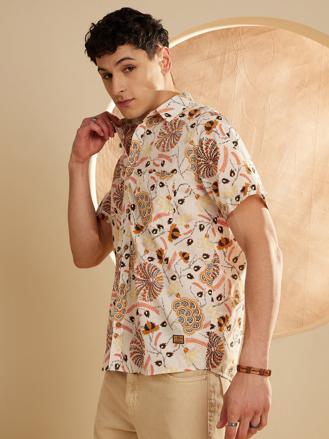 Men's Block Printed Lightweight Thin Cotton Shirt