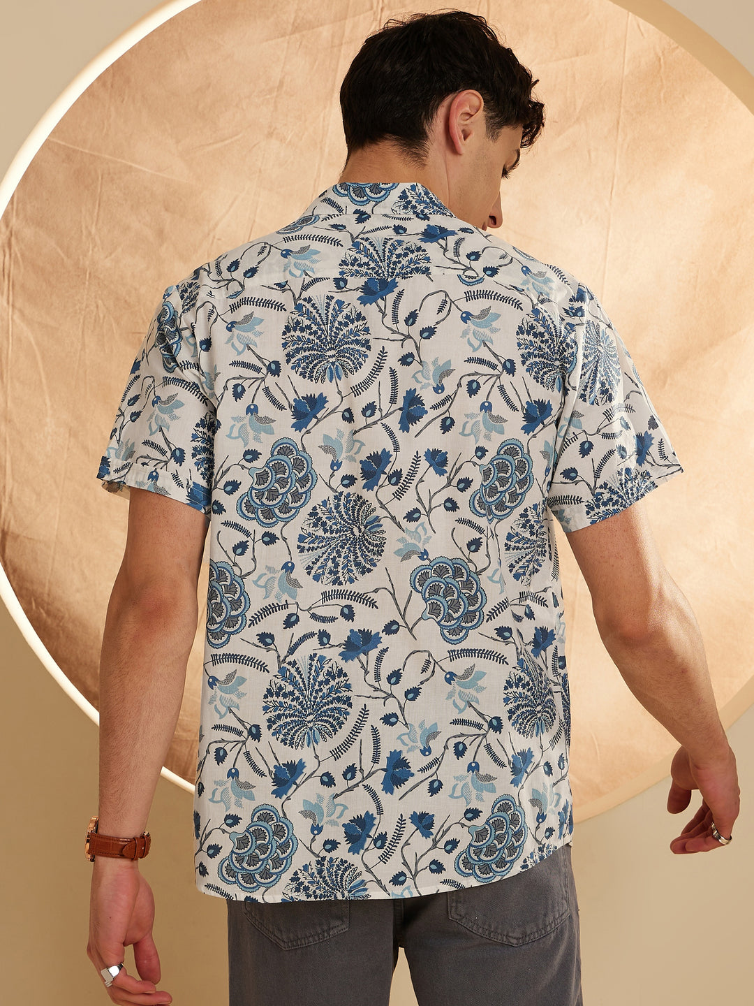 Men's Block Printed Lightweight Thin Cotton Shirt