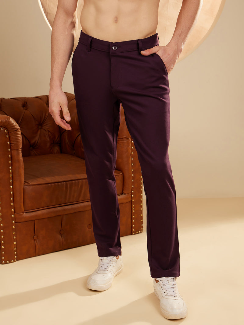 Wine: Textured Stretchable Chinos