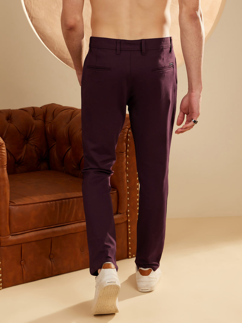 Wine: Textured Stretchable Chinos