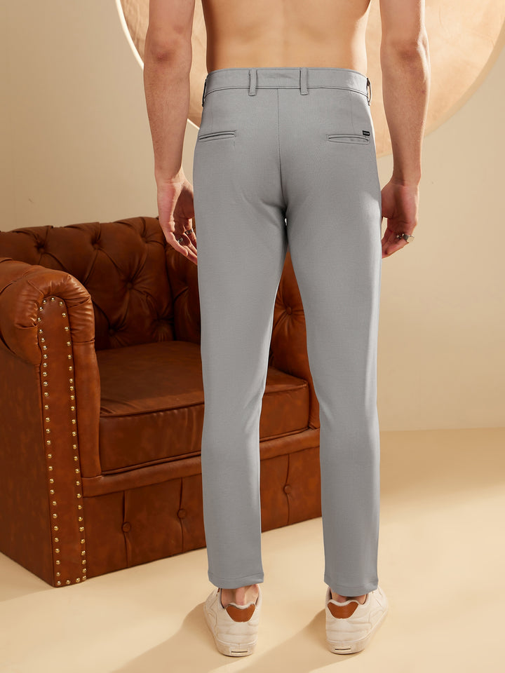 DENNISON Men Grey 4-Way Lycra Trouser