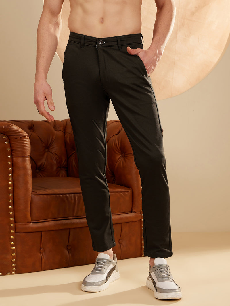 Olive Green: Textured Stretchable Chinos