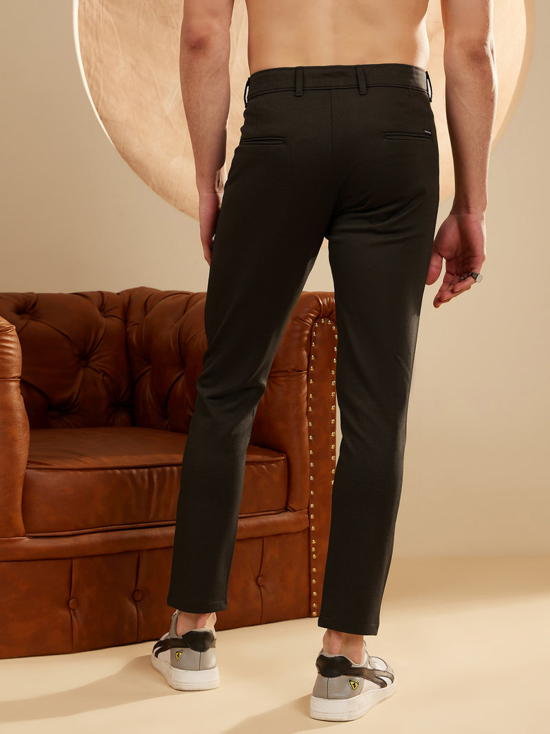 Olive Green: Textured Stretchable Chinos