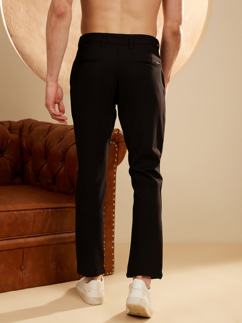 Black: Textured Stretchable Chinos