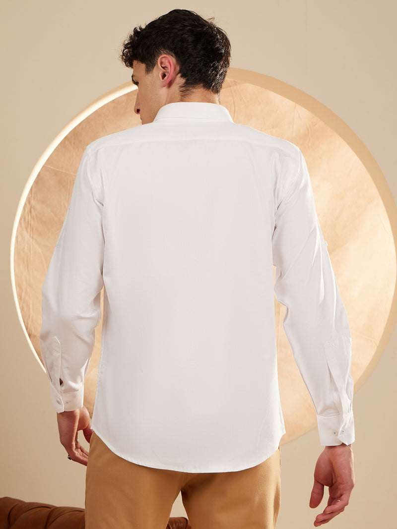 White: Solid Formal Shirt