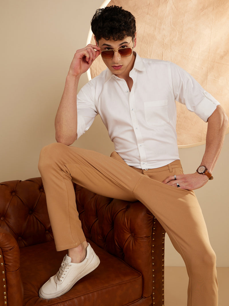 White: Solid Formal Shirt