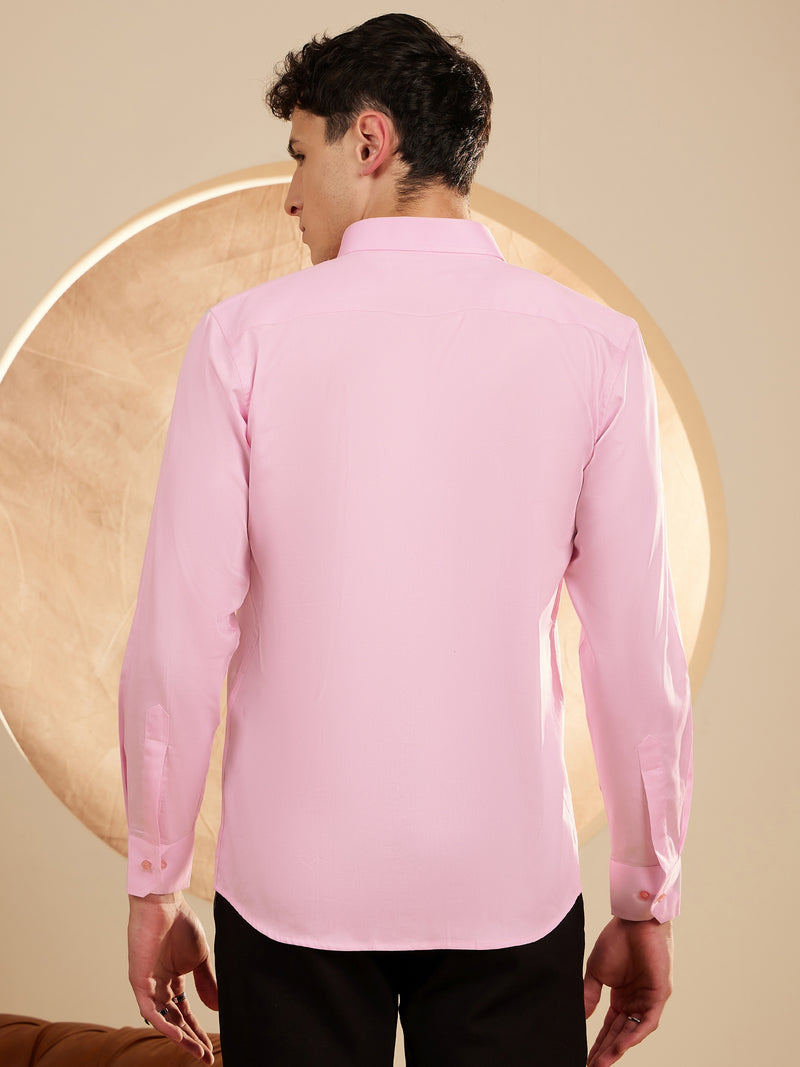 Pink: Smart Slim Fit Opaque Formal Shirt