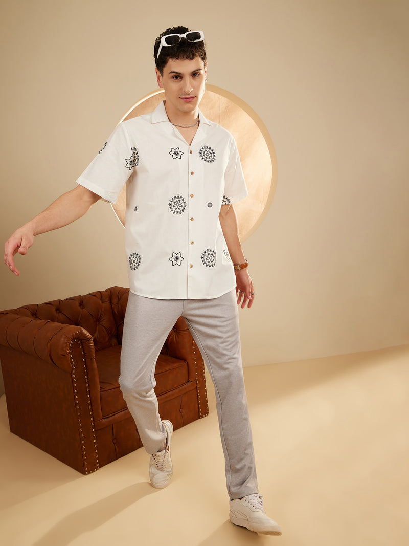 Grey: Textured Stretchable Chinos