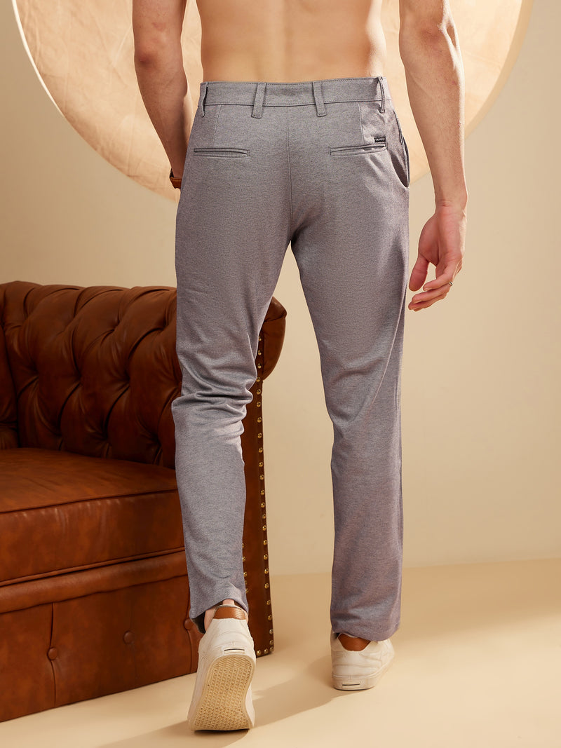 Bluish Grey: Textured Stretchable Chinos
