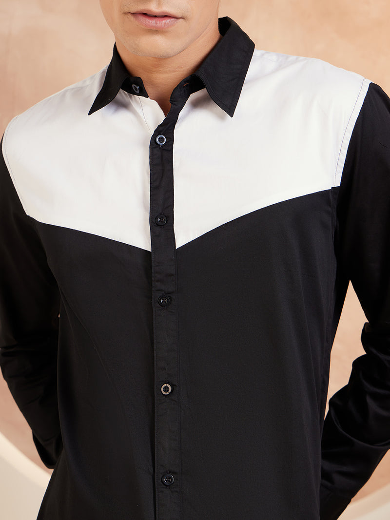 Black And White: Smart Colour blocked Shirt