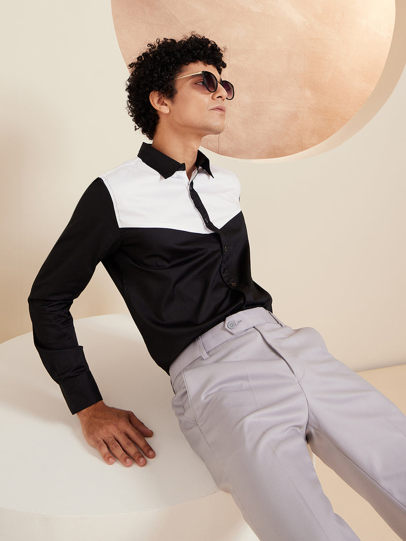 Black And White: Smart Colour blocked Shirt