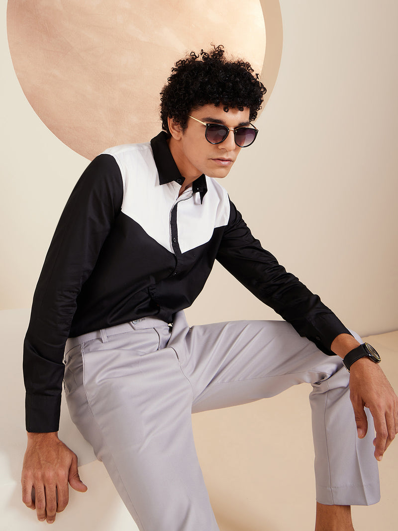 Black And White: Smart Colour blocked Shirt