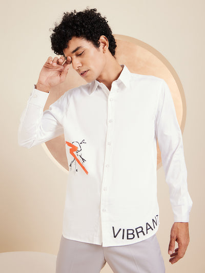 White: Full Sleeves Cotton Partywear Shirt