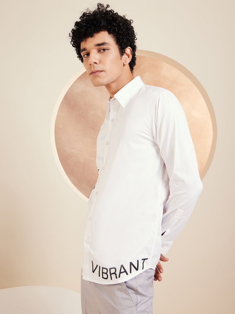White: Full Sleeves Cotton Partywear Shirt