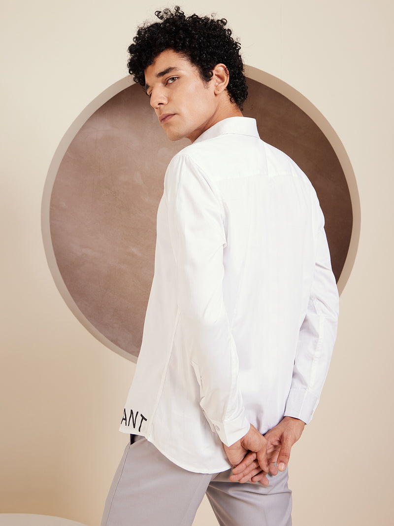 White: Full Sleeves Cotton Partywear Shirt
