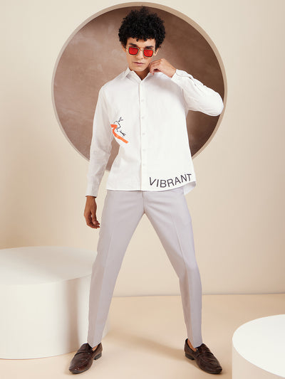 White: Full Sleeves Cotton Partywear Shirt