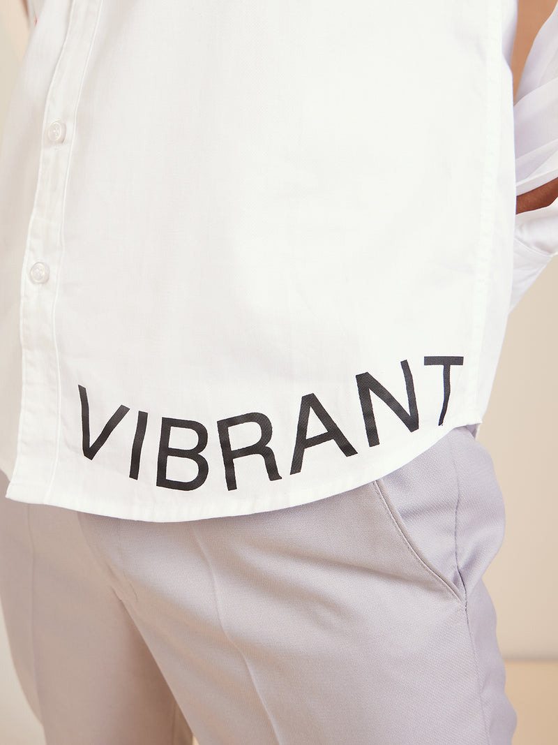 White: Full Sleeves Cotton Partywear Shirt