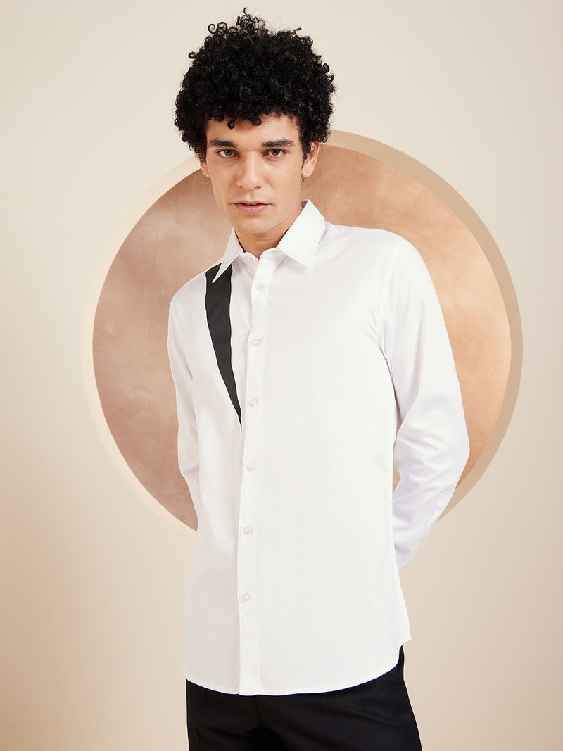 White: Full Sleeves Cotton Partywear Shirt
