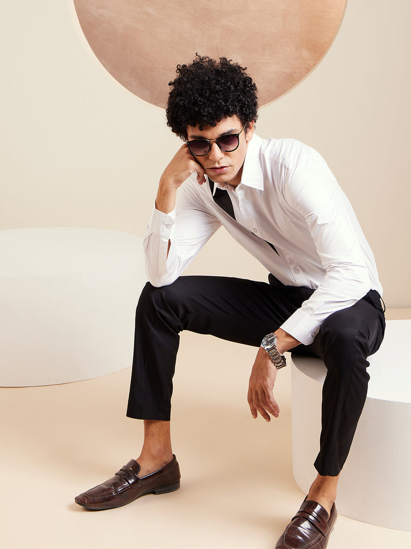 DENNISON Men Smart Tapered Fit Easy Wash Formal Trouser
