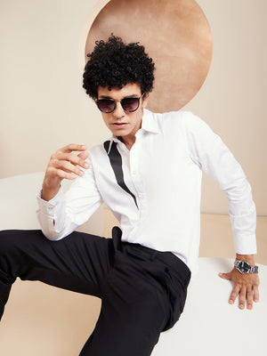 White: Full Sleeves Cotton Partywear Shirt