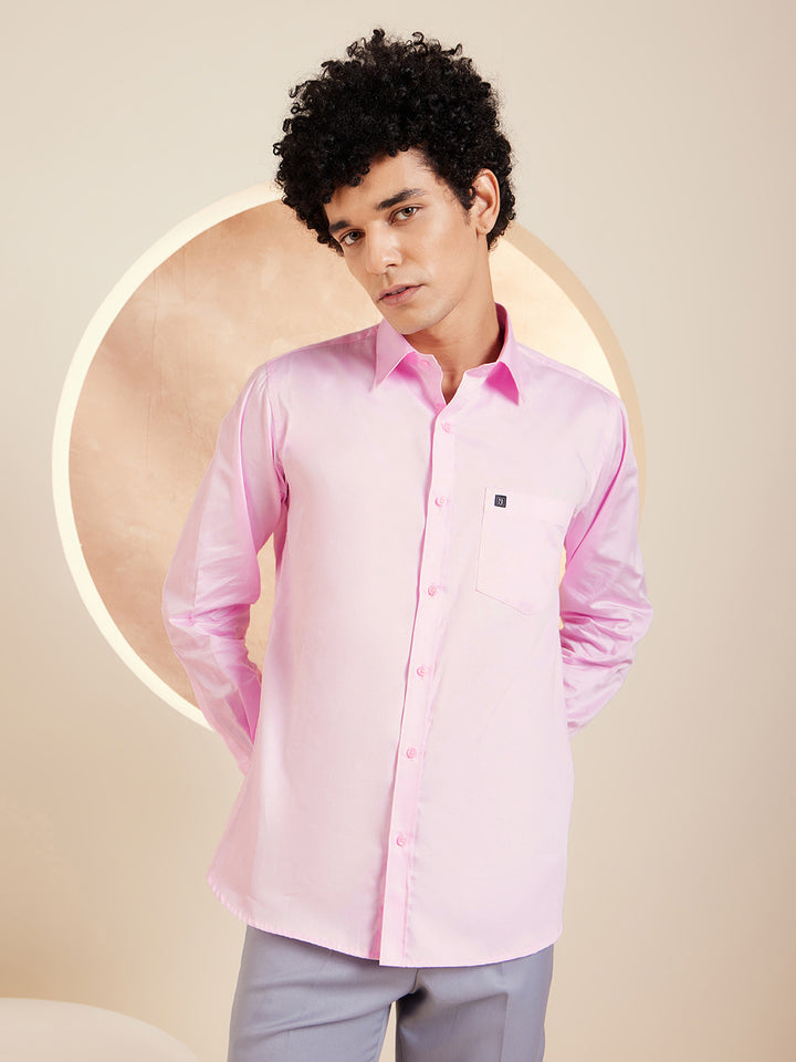 DENNISON Pink Pure Cotton Formal Shirt