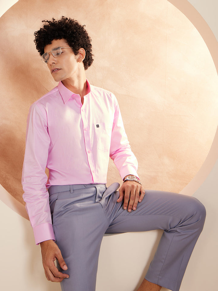 DENNISON Pink Pure Cotton Formal Shirt