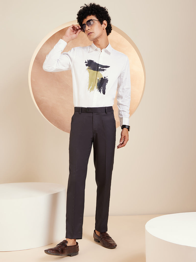 DENNISON Men Smart Tapered Fit Easy Wash Trousers