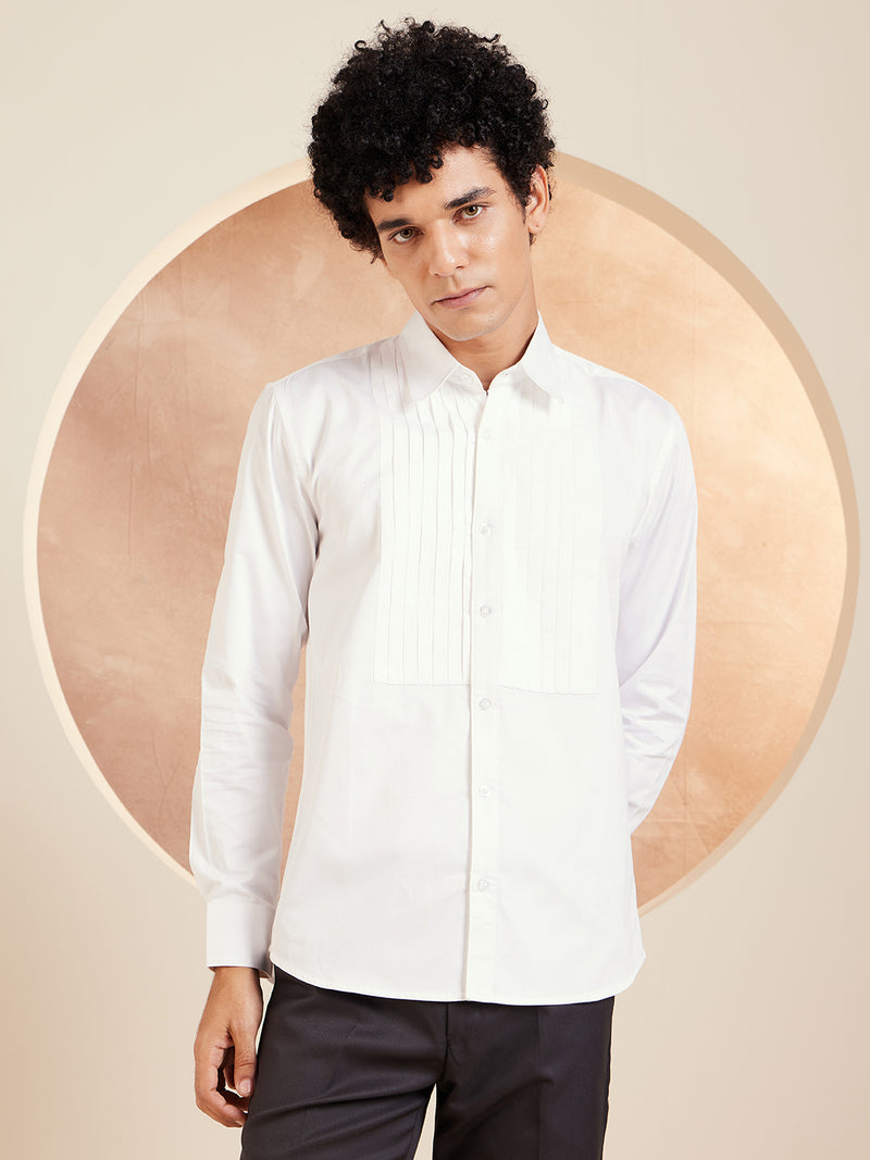 White: Full Sleeves Clubwear Shirt