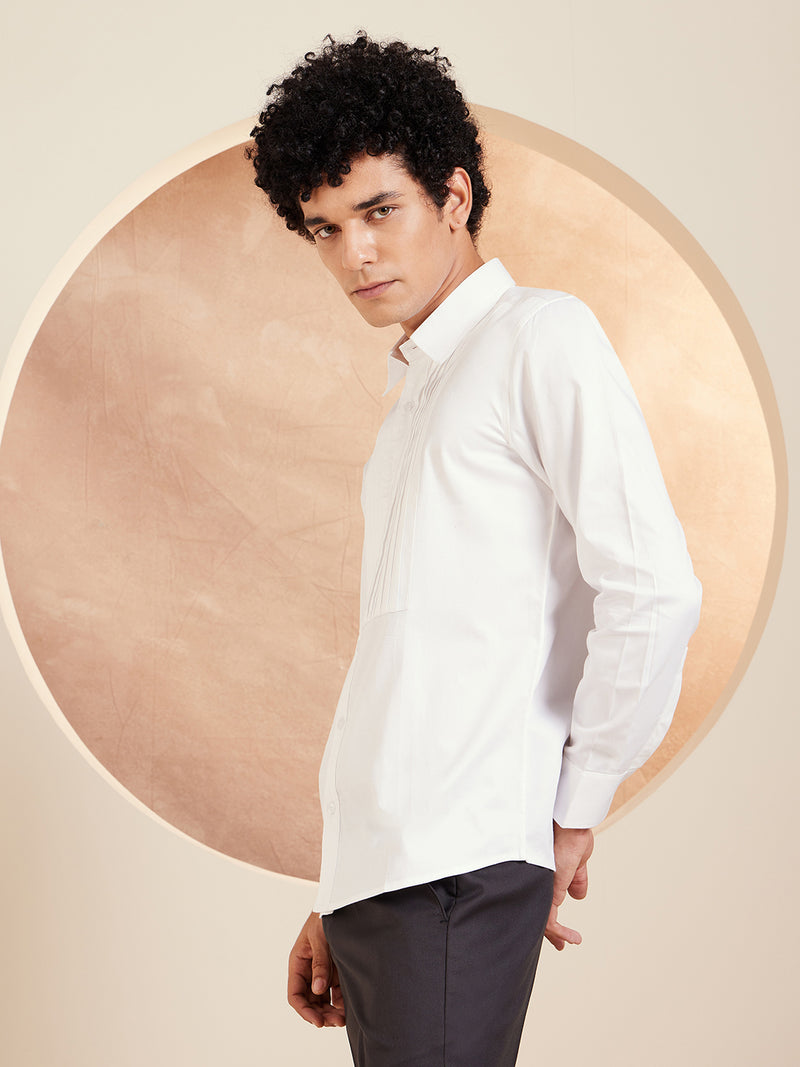 White: Full Sleeves Clubwear Shirt