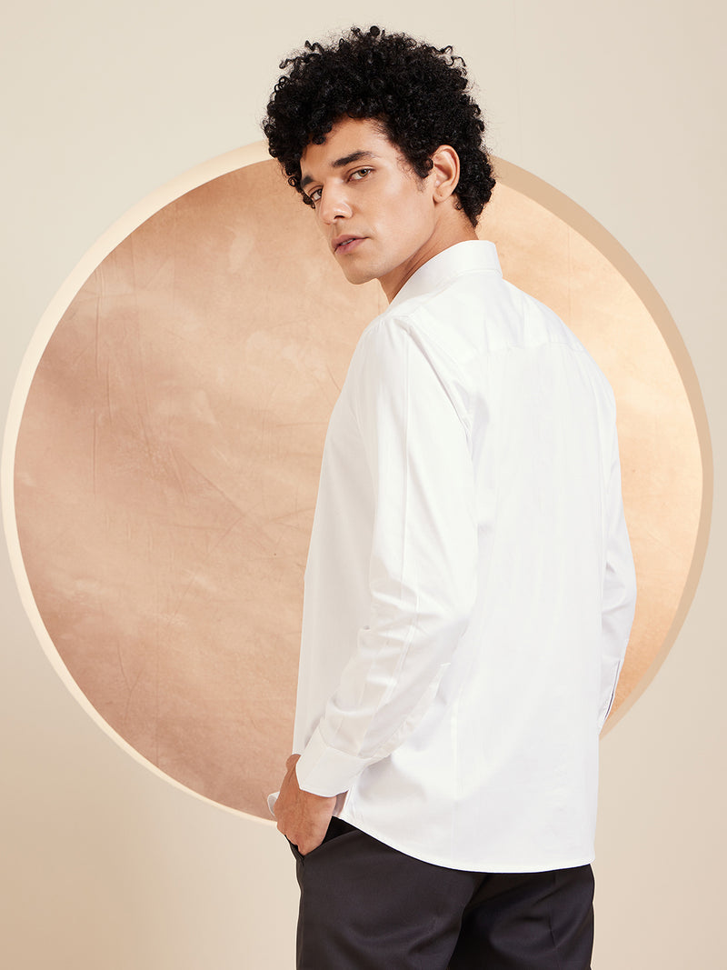 White: Full Sleeves Clubwear Shirt
